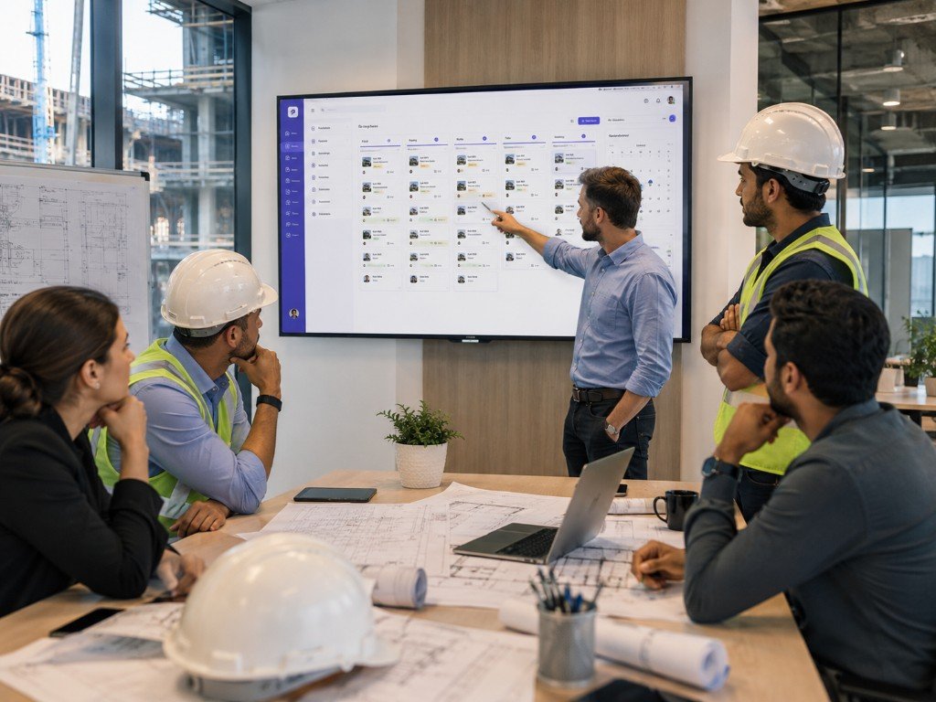 Construction team using Project Pilot workspace